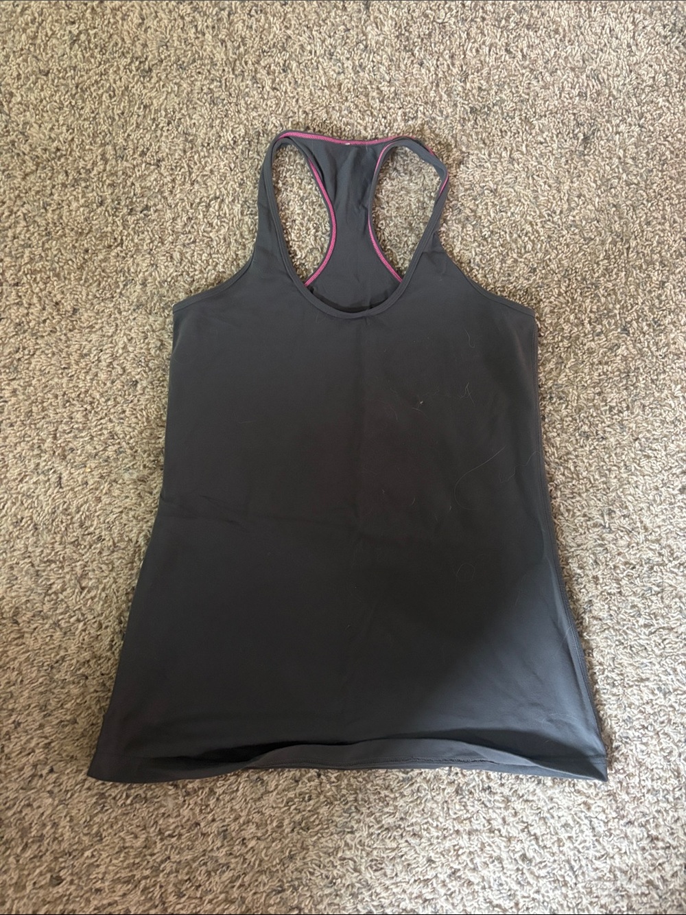 Lululemon Grey Racerback Tank Top with Pink Trim